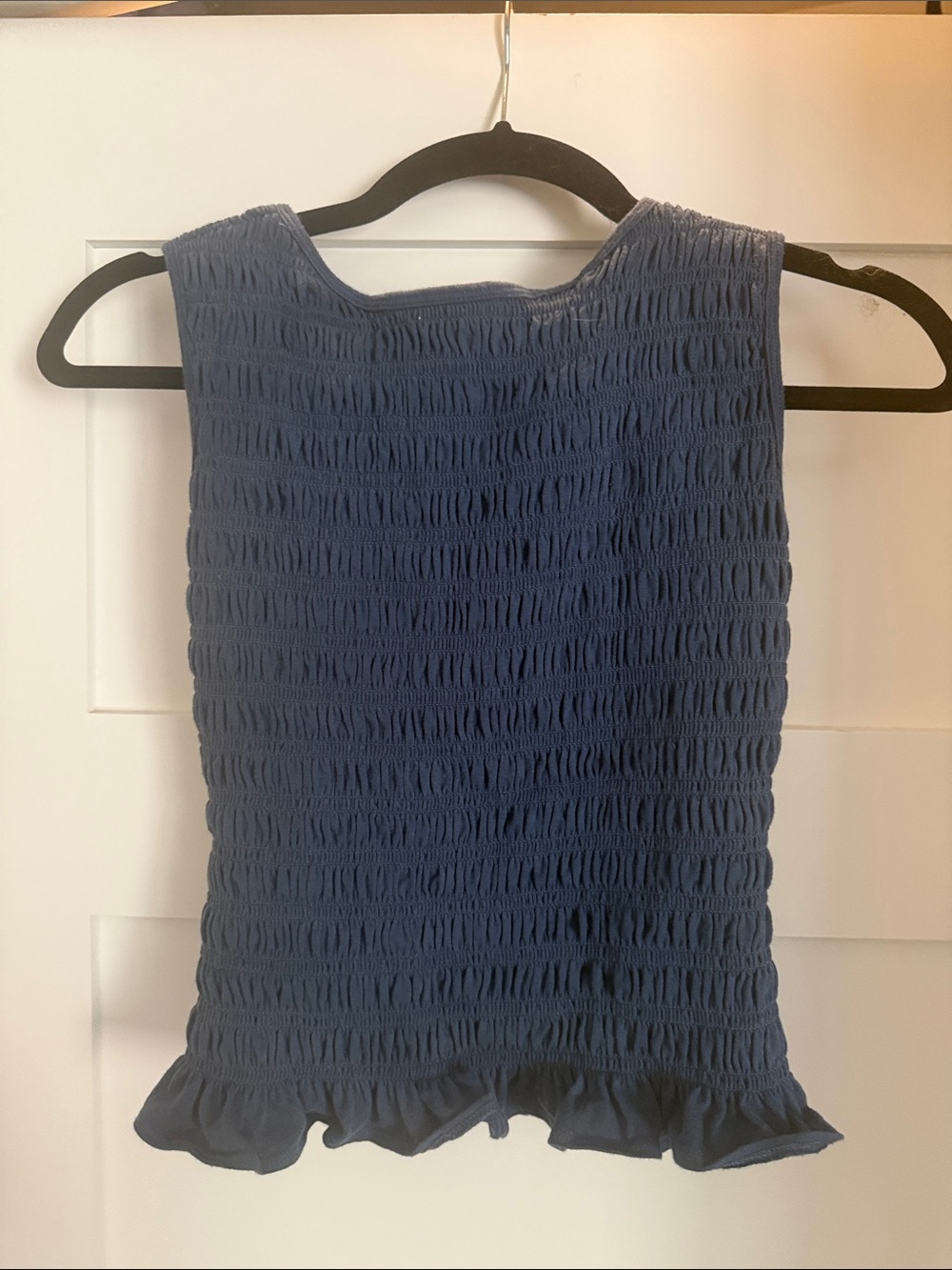 Abercrombie & Fitch Navy Smocked Ruffle Hem Camisole